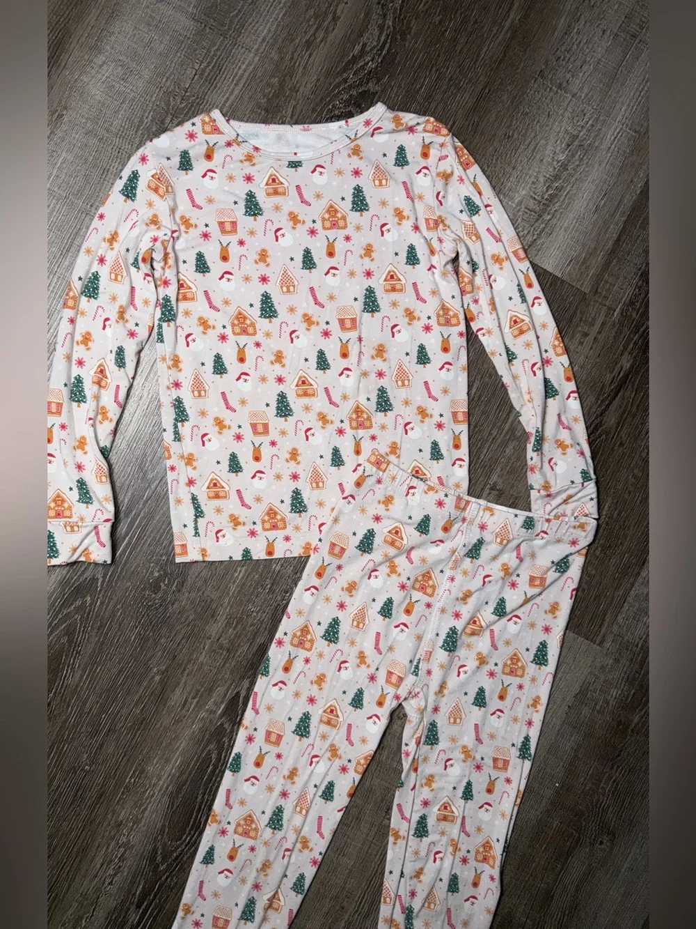 Sweet Bamboo Kids Grey Christmas Santa’s Cookies  Pajama Set- Size 6